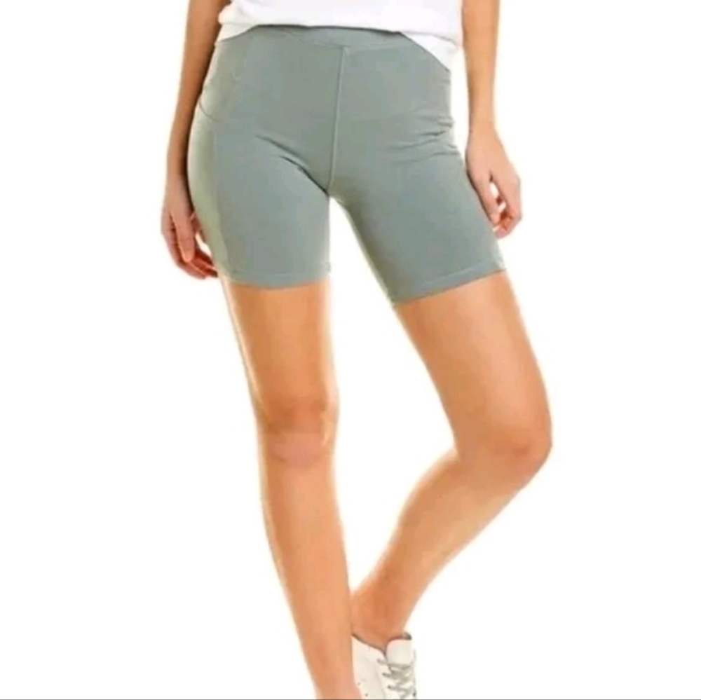 Monrow Women's Biker Shorts, High Waisted with Side Pocket Sage Green S NWT